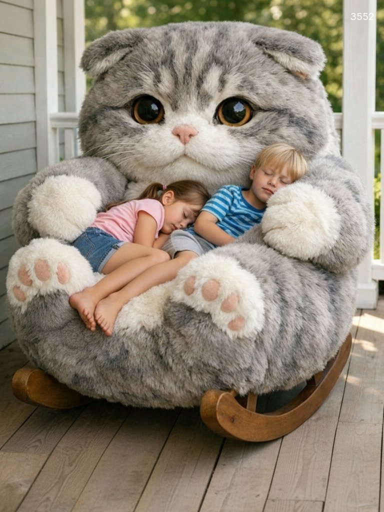 Giant Cat Shaped Rocking Chair - Plush Kitty Rocker for Kids & Adults Giant Cat Shaped Rocking Chair - Plush Kitty Rocker for Kids & Adults