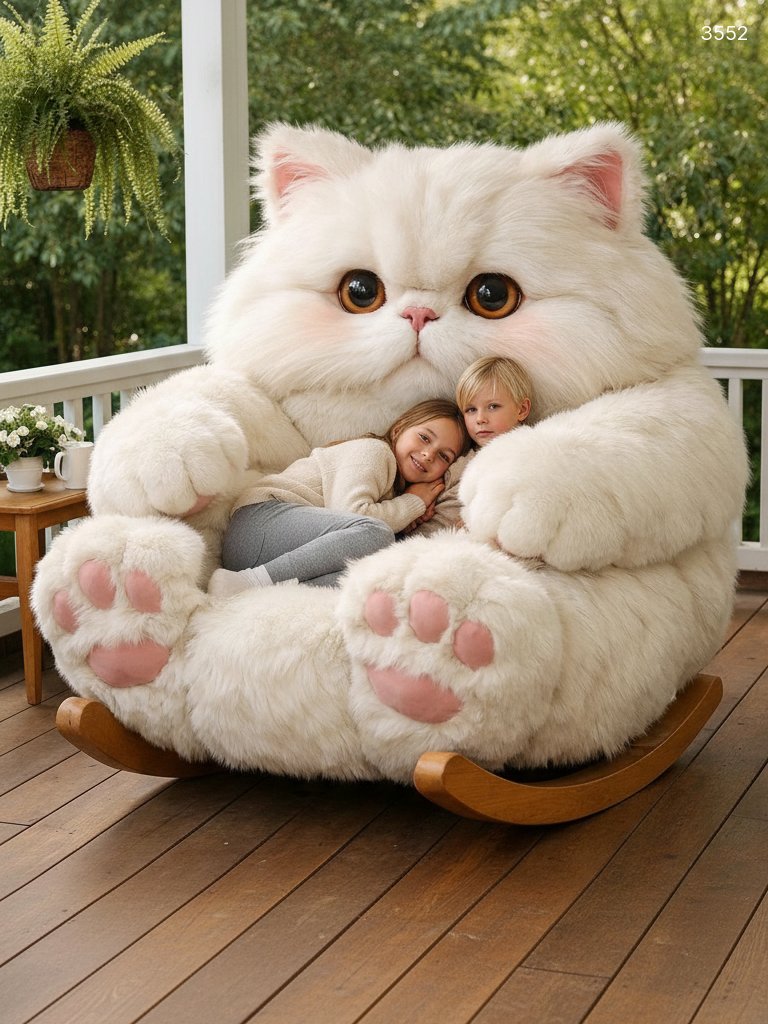 Giant Cat Shaped Rocking Chair - Plush Kitty Rocker for Kids & Adults Giant Cat Shaped Rocking Chair - Plush Kitty Rocker for Kids & Adults