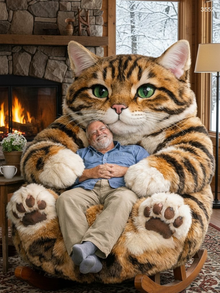 Giant Cat Shaped Rocking Chair - Plush Kitty Rocker for Kids & Adults Giant Cat Shaped Rocking Chair - Plush Kitty Rocker for Kids & Adults