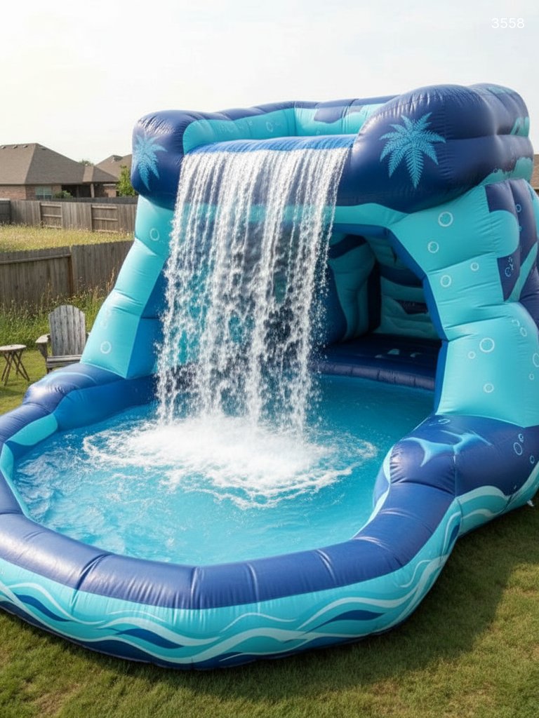 Inflatable Cave Waterfall Pool - Backyard Water Park for Family Fun