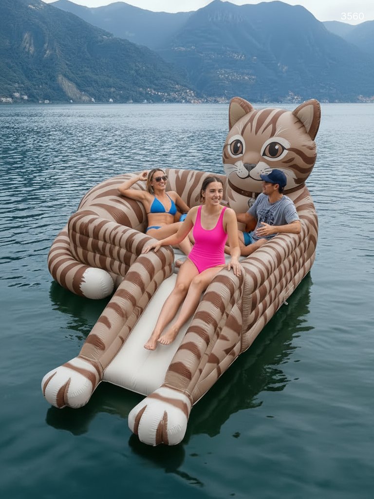 Giant Cat Pool Float Lounger - Inflatable Lake Raft for Summer Parties Giant Cat Pool Float Lounger - Inflatable Lake Raft for Summer Parties