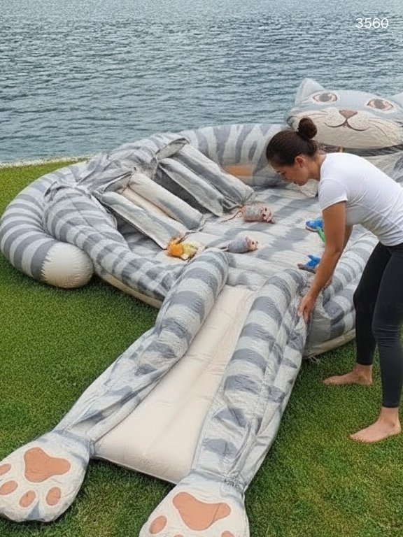 Giant Cat Pool Float Lounger - Inflatable Lake Raft for Summer Parties Giant Cat Pool Float Lounger - Inflatable Lake Raft for Summer Parties