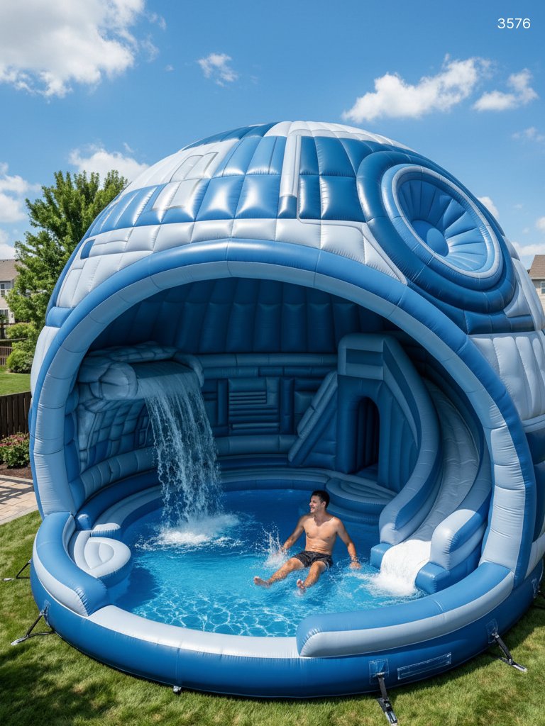 Death Star Pool Inflatable - Giant Backyard Water Slide & Splash