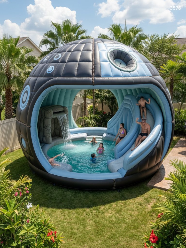 Death Star Pool Inflatable - Giant Backyard Water Slide & Splash Death Star Pool Inflatable - Giant Backyard Water Slide & Splash