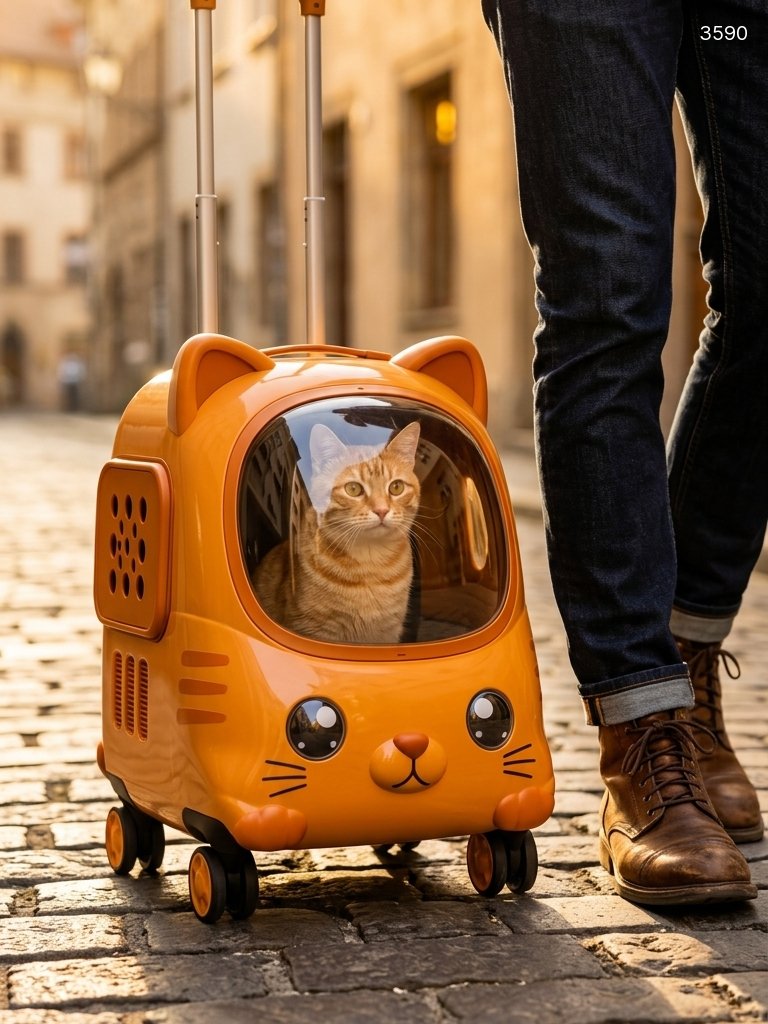 The Ultimate Cat-Shaped Rolling Carrier - Travel in Style with Your Pet The Ultimate Cat-Shaped Rolling Carrier - Travel in Style with Your Pet