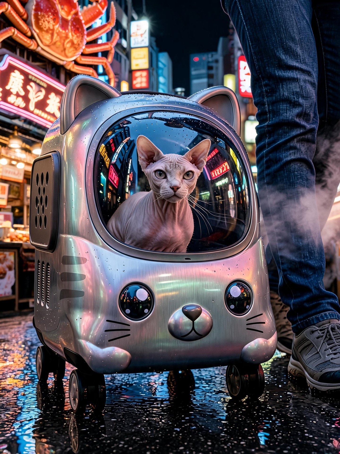 The Ultimate Cat-Shaped Rolling Carrier - Travel in Style with Your Pet