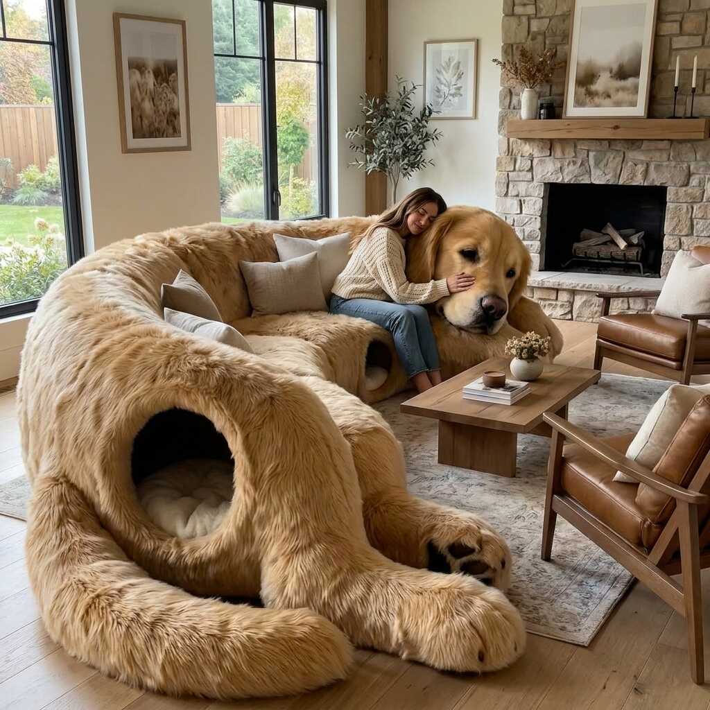 Giant Dog Lounger: Oversized Plush Pet Sofa & Cozy Reading Nook