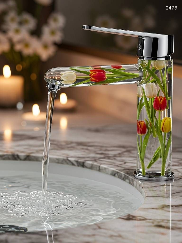 Flower Inspired Epoxy Resin Faucet | Unique Bathroom Decor Flower Inspired Epoxy Resin Faucet | Unique Bathroom Decor