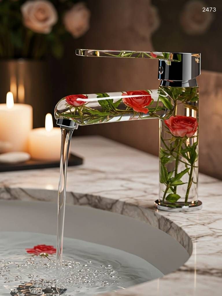 Flower Inspired Epoxy Resin Faucet | Unique Bathroom Decor Flower Inspired Epoxy Resin Faucet | Unique Bathroom Decor