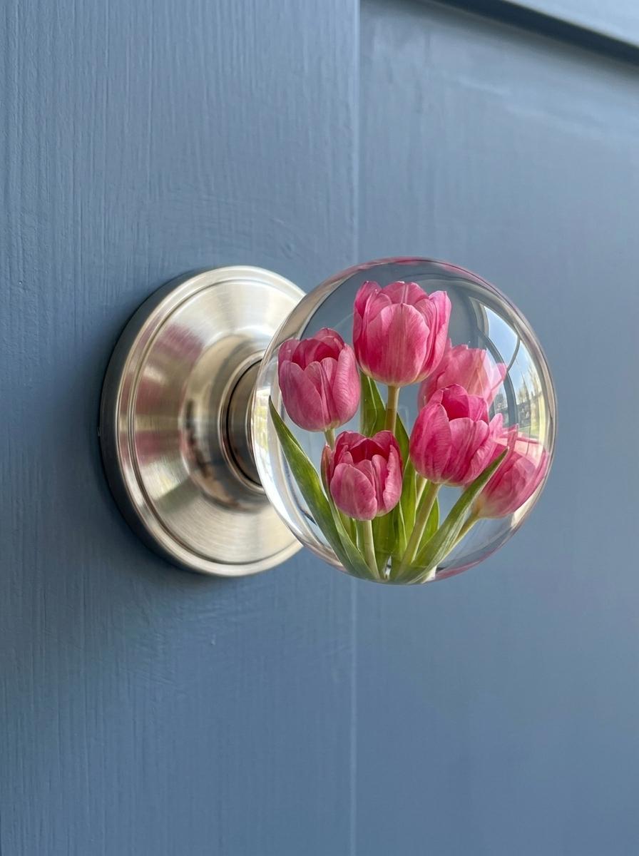 Floral-Inspired Transparent Doorknob - Beautiful Flower Door Knobs Collection