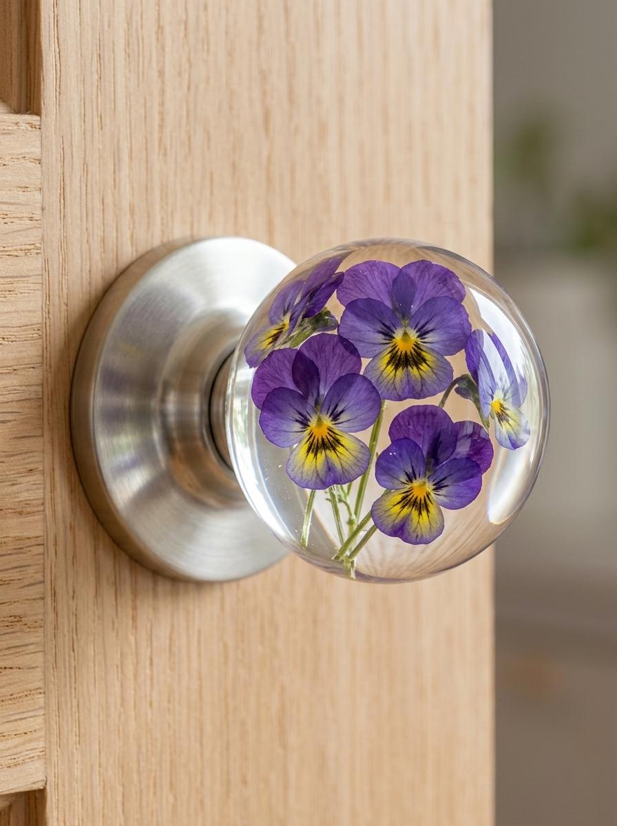 Floral-Inspired Transparent Doorknob - Beautiful Flower Door Knobs Collection