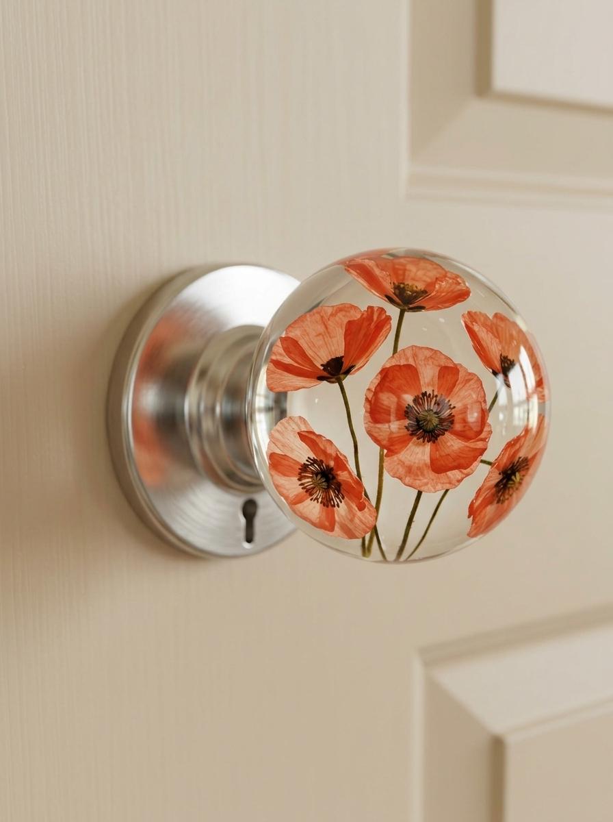 Floral-Inspired Transparent Doorknob - Beautiful Flower Door Knobs Collection