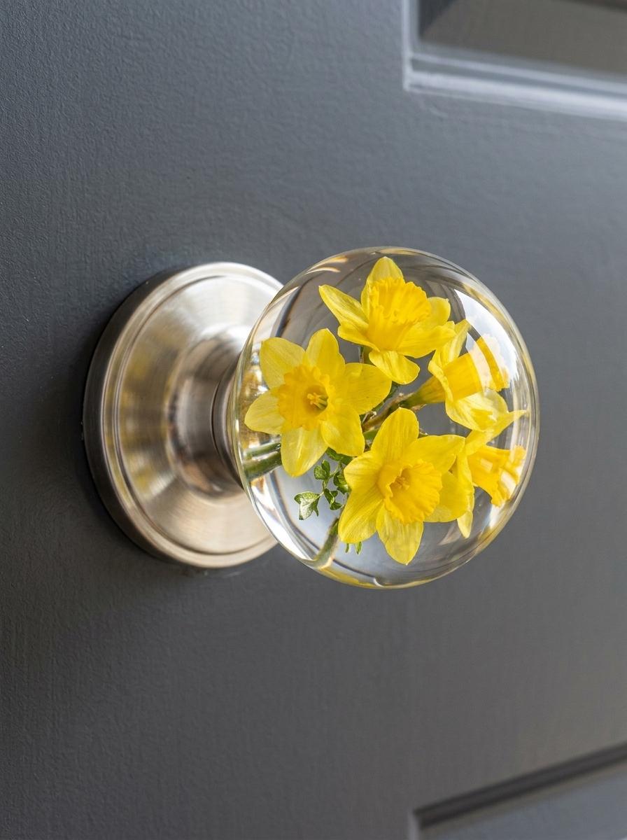 Floral-Inspired Transparent Doorknob - Beautiful Flower Door Knobs Collection