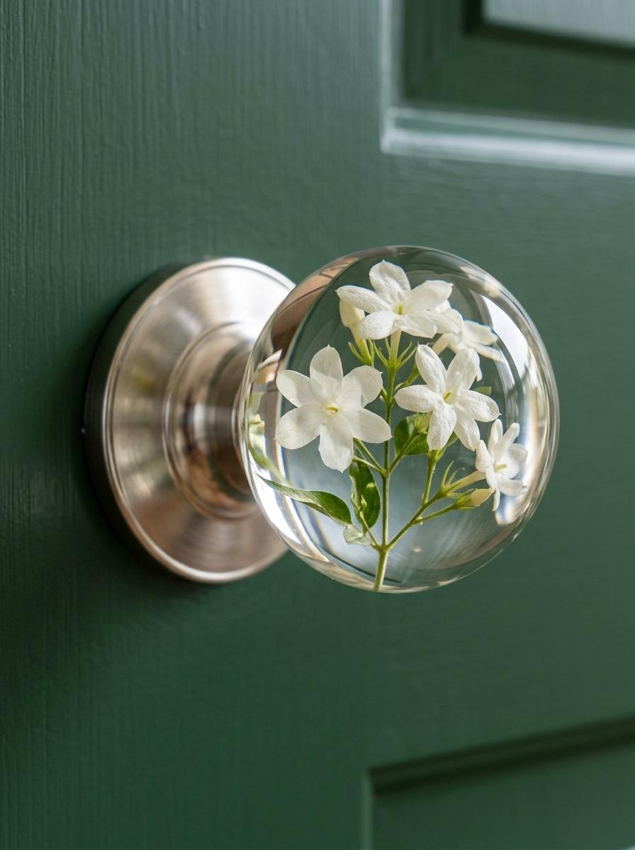 Floral-Inspired Transparent Doorknob - Beautiful Flower Door Knobs Collection