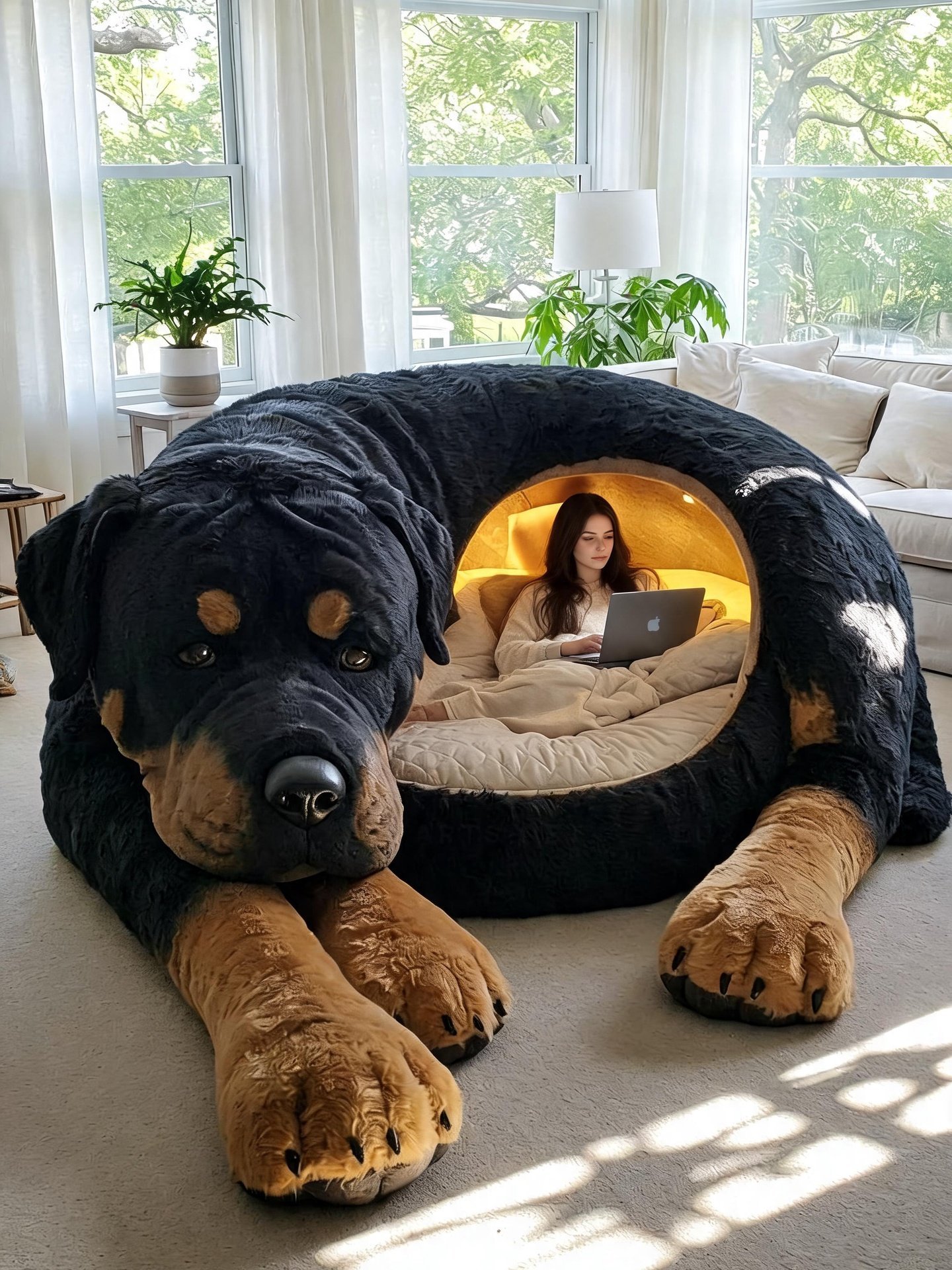 Giant Dog Lounger: Oversized Plush Pet Sofa & Cozy Reading Nook