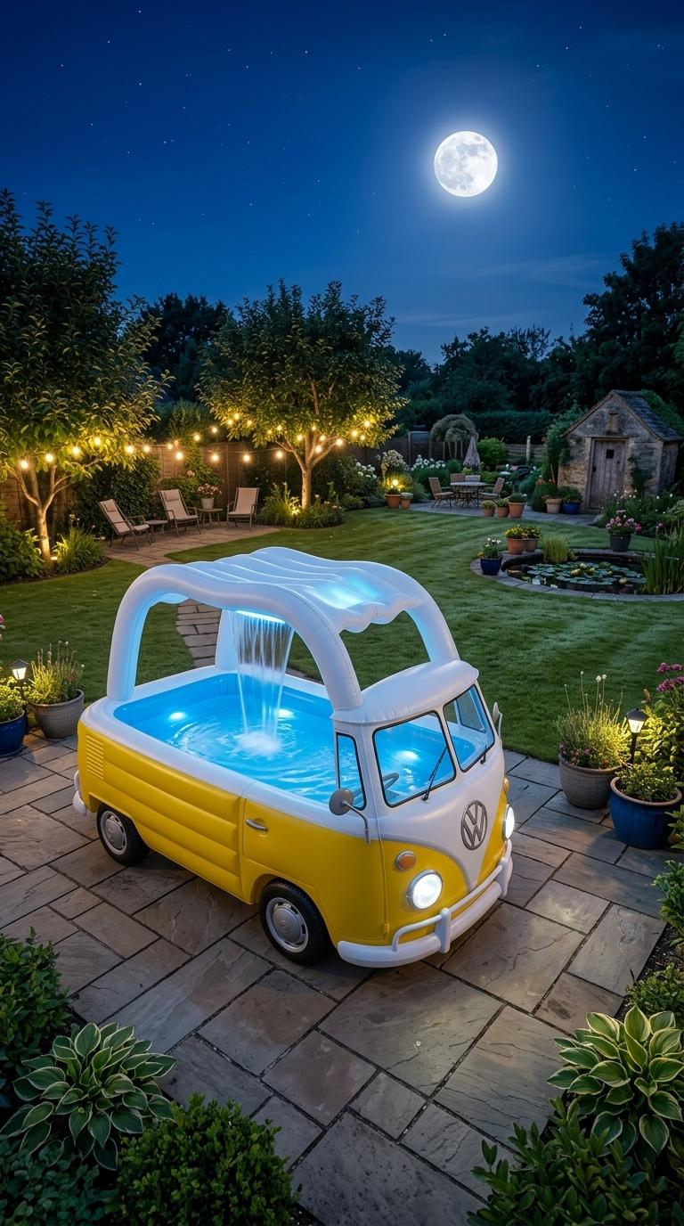 Inflatable VW Bus Shaped Pool with Waterfall - Retro Kids & Family Swimming Pool Inflatable VW Bus Shaped Pool with Waterfall - Retro Kids & Family Swimming Pool