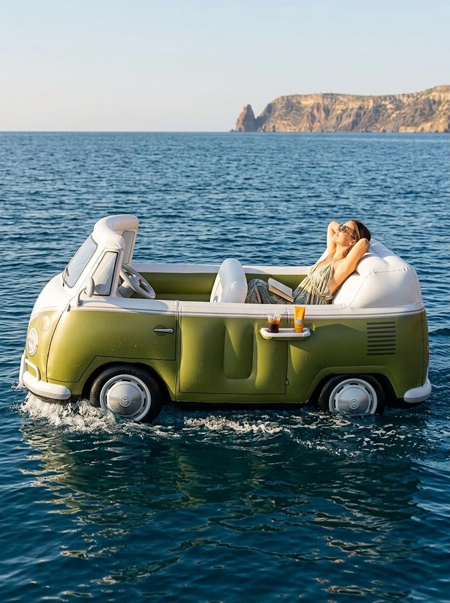Inflatable VW Bus Lake Floats - Ultimate Summer Pool Party Fun Inflatable VW Bus Lake Floats - Ultimate Summer Pool Party Fun
