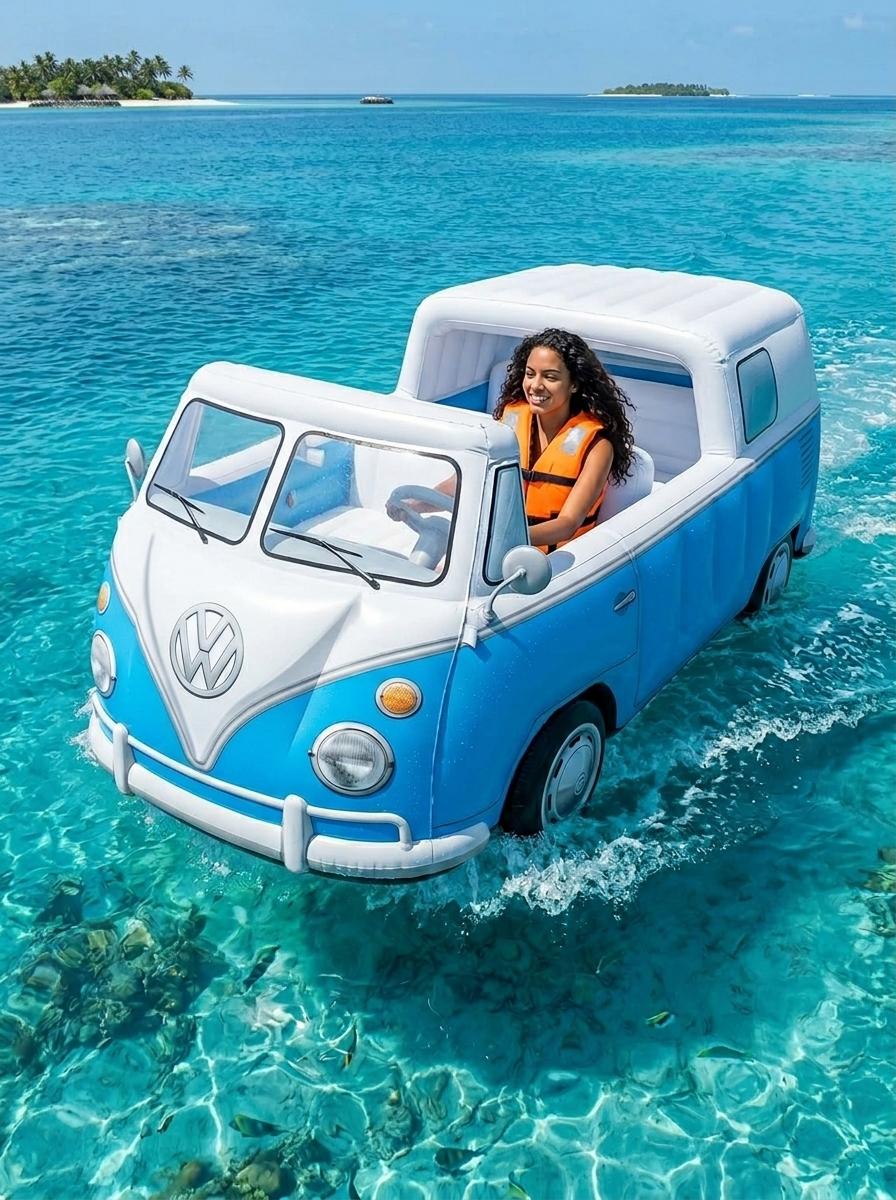Inflatable VW Bus Lake Floats - Ultimate Summer Pool Party Fun Inflatable VW Bus Lake Floats - Ultimate Summer Pool Party Fun