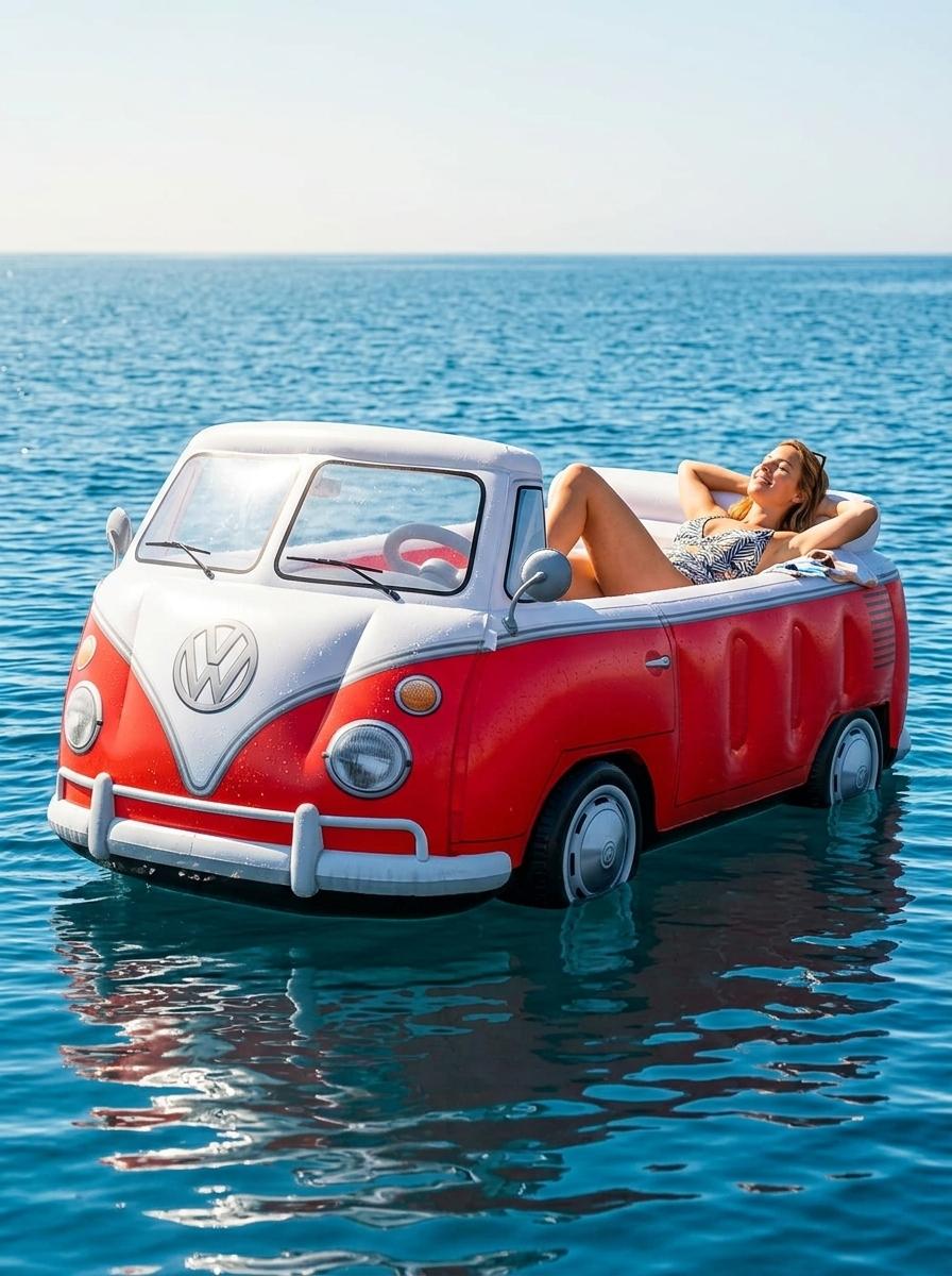 Inflatable VW Bus Lake Floats - Ultimate Summer Pool Party Fun Inflatable VW Bus Lake Floats - Ultimate Summer Pool Party Fun
