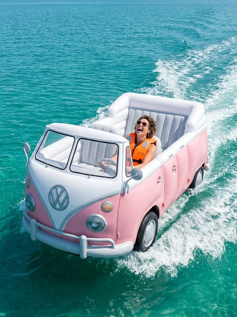 Inflatable VW Bus Lake Floats - Ultimate Summer Pool Party Fun Inflatable VW Bus Lake Floats - Ultimate Summer Pool Party Fun
