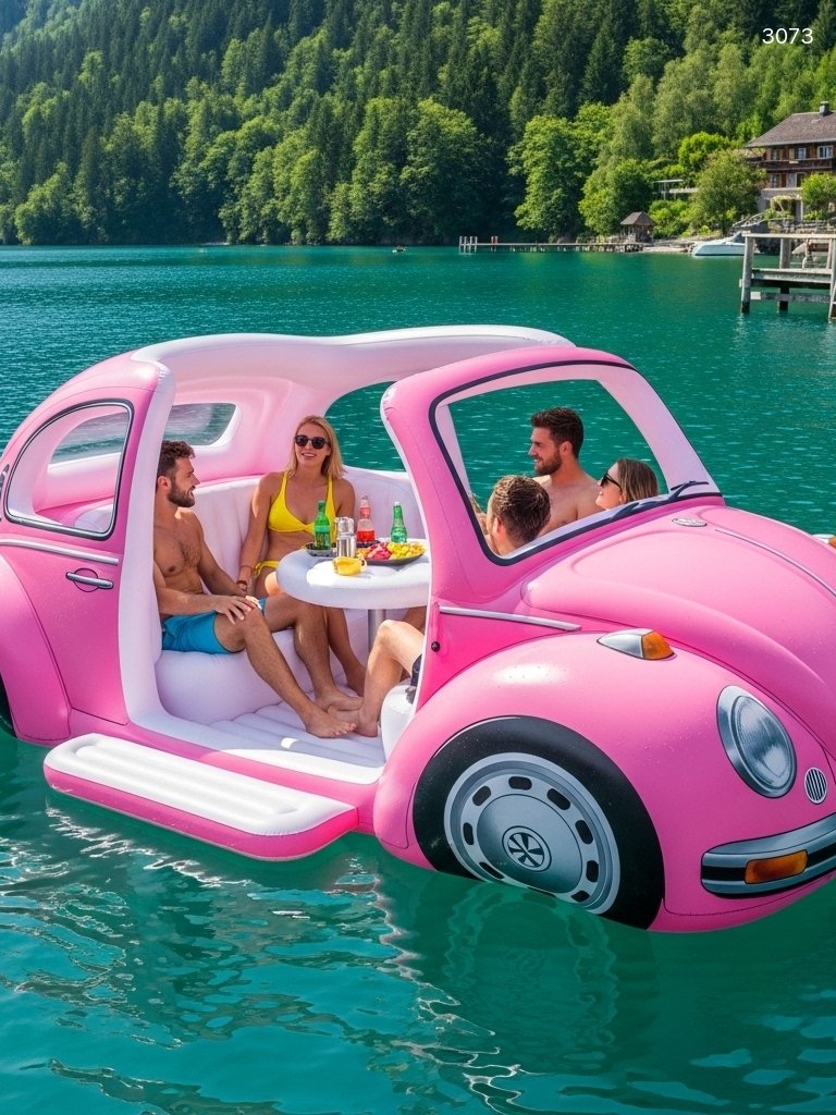 Retro Inflatable VW Beetle Lake Float - Fun Summer Water Float for Groups Retro Inflatable VW Beetle Lake Float - Fun Summer Water Float for Groups