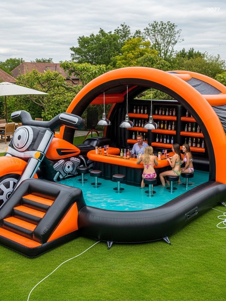 Inflatable Harley Davidson Moto Pool - Ultimate Party Bar & Swim Combo Inflatable Harley Davidson Moto Pool - Ultimate Party Bar & Swim Combo