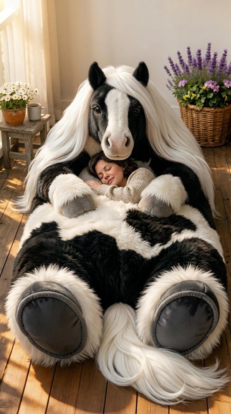 Horse Shaped Sleeping Bag - Soft Plush Horse Bed for Kids and Adults