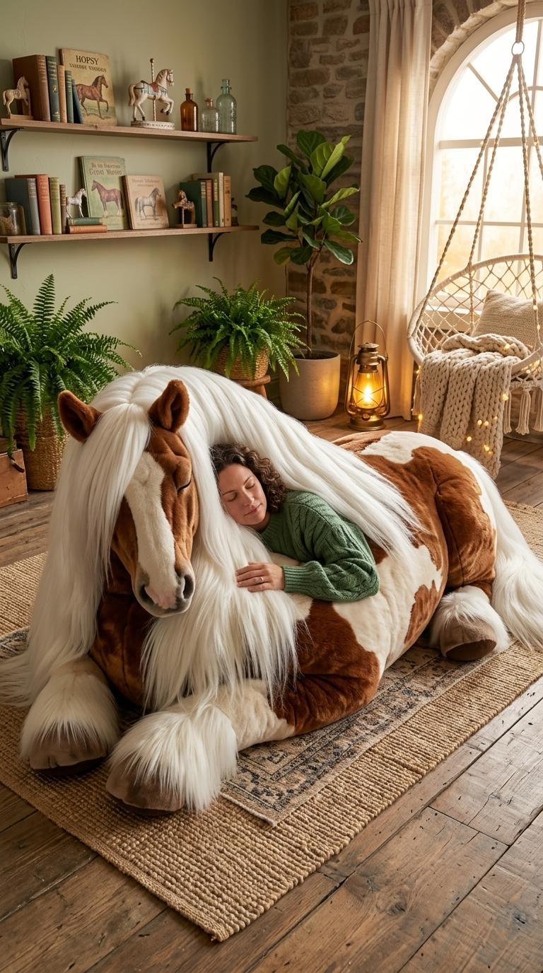 Horse Shaped Sleeping Bag - Soft Plush Horse Bed for Kids and Adults