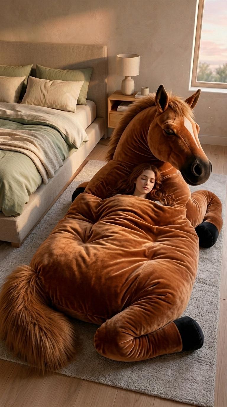 Horse Shaped Sleeping Bag - Soft Plush Horse Bed for Kids and Adults
