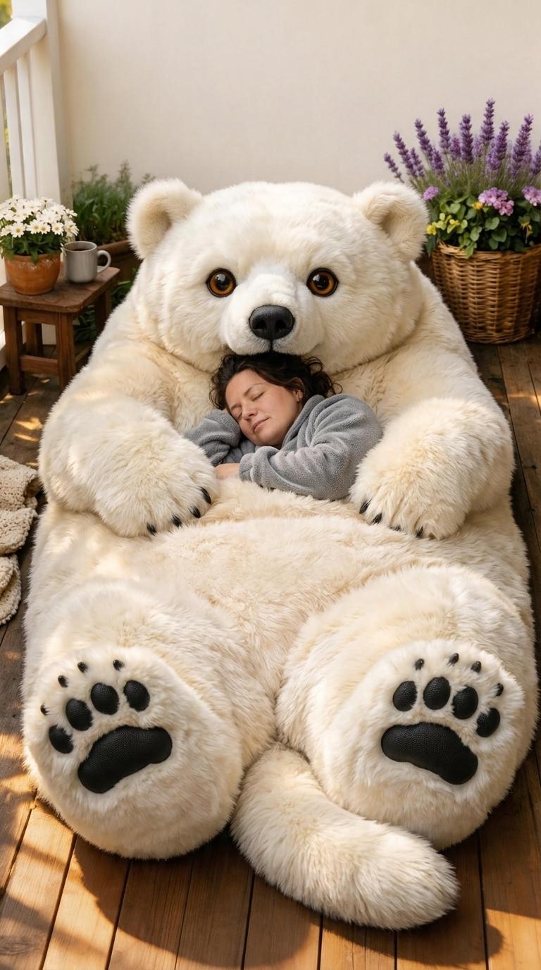 Giant Bear Shaped Sleeping Bag - Oversized Plush Polar Bear Sleeping Bag