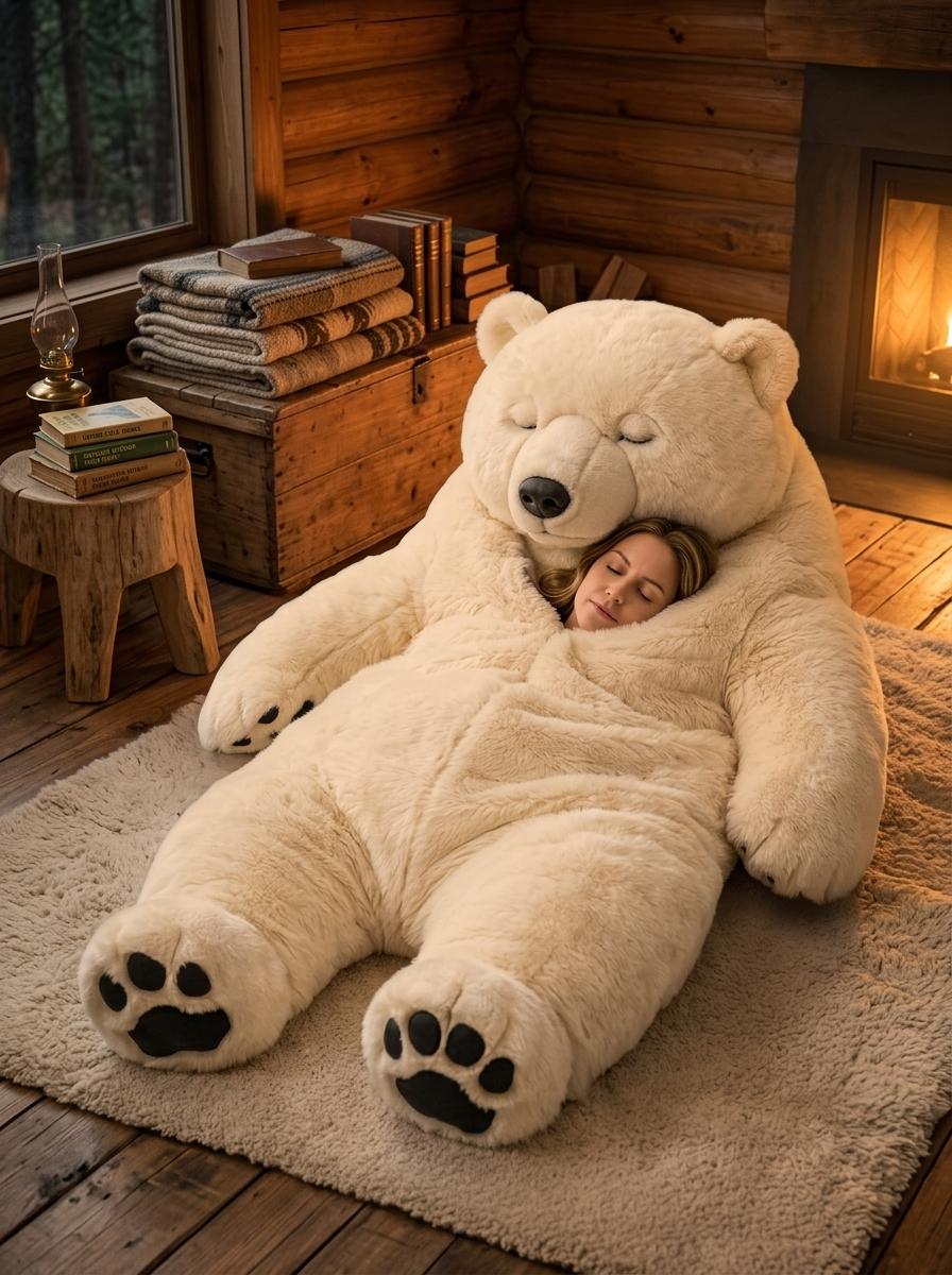 Giant Bear Shaped Sleeping Bag - Oversized Plush Polar Bear Sleeping Bag