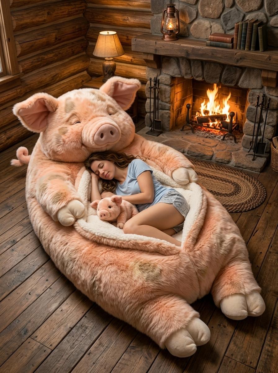 Giant Pig Shaped Sleeping Bag - Cozy Plush Bed for Adults & Kids Giant Pig Shaped Sleeping Bag - Cozy Plush Bed for Adults & Kids