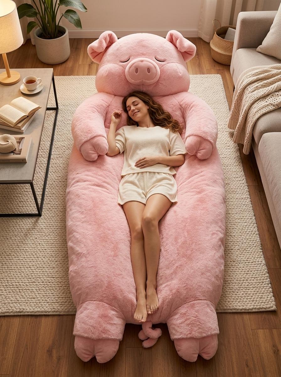 Giant Pig Shaped Sleeping Bag - Cozy Plush Bed for Adults & Kids Giant Pig Shaped Sleeping Bag - Cozy Plush Bed for Adults & Kids
