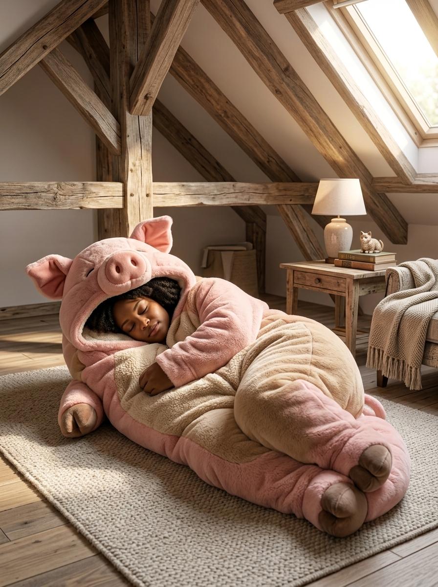 Giant Pig Shaped Sleeping Bag - Cozy Plush Bed for Adults & Kids Giant Pig Shaped Sleeping Bag - Cozy Plush Bed for Adults & Kids