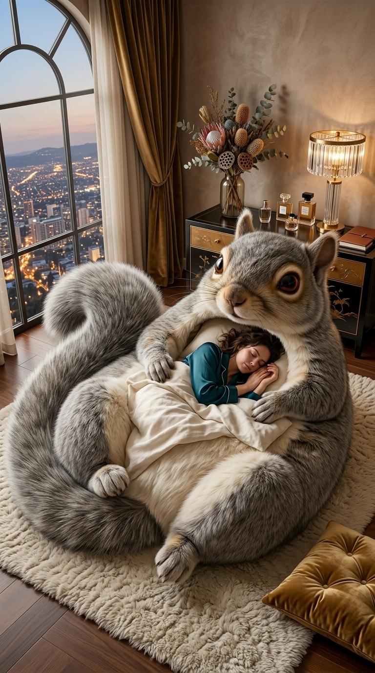 Giant Plush Squirrel Sleeping Bag - Cute & Cozy Nap Pod for Home