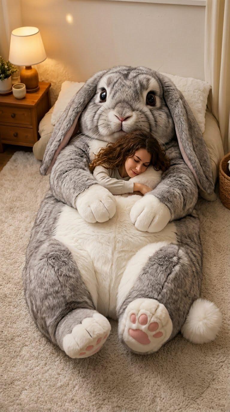 Fluffy Rabbit Sleeping Bag | Soft Plush Animal Bed for Kids & Adults