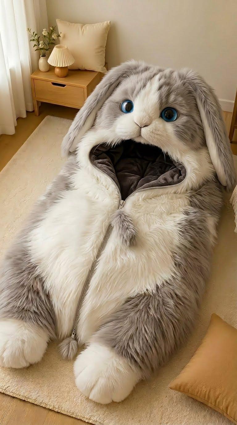 Fluffy Rabbit Sleeping Bag | Soft Plush Animal Bed for Kids & Adults