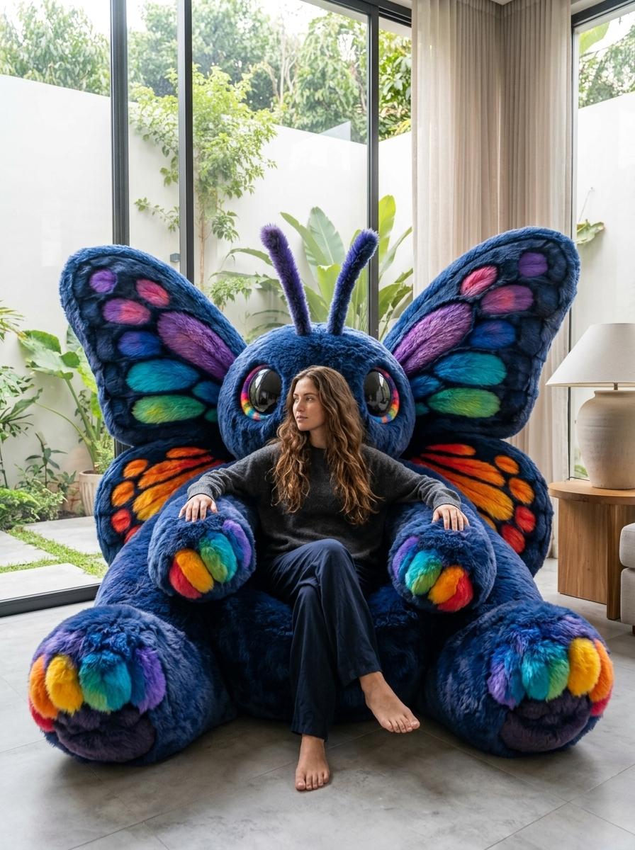 Butterfly Shaped Bean Bag - Colorful Plush Butterfly Chair for Kids & Adults