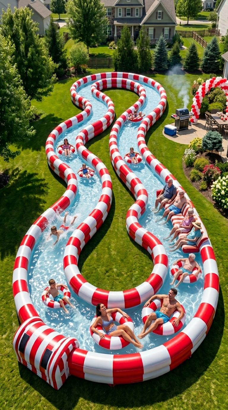 Giant Inflatable Lazy River Pool for Backyard – Huge Winding Water Slide for Kids & Adults