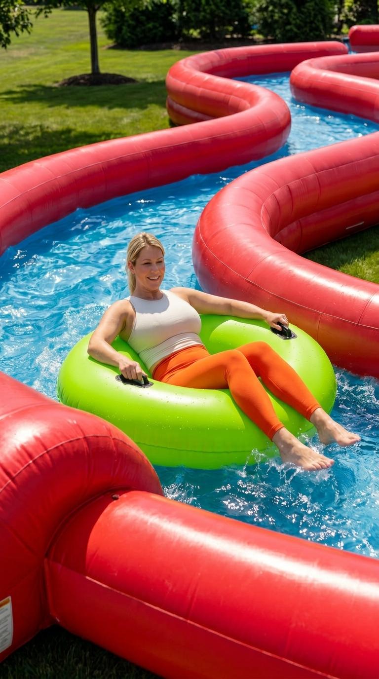 Giant Inflatable Lazy River Pool for Backyard – Huge Winding Water Slide for Kids & Adults