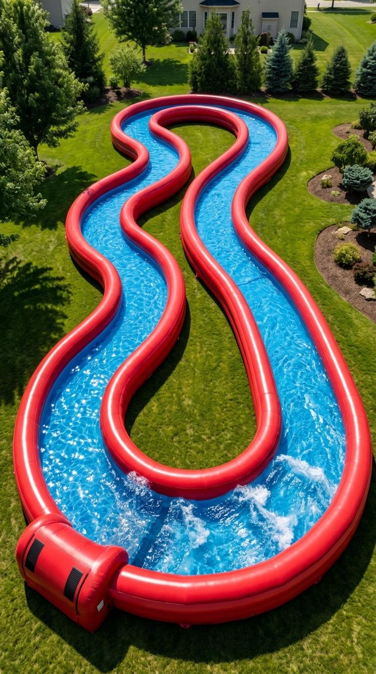Giant Inflatable Lazy River Pool for Backyard – Huge Winding Water Slide for Kids & Adults