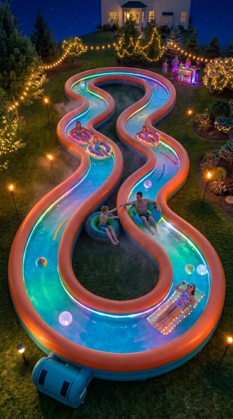 Giant Inflatable Lazy River Pool for Backyard – Huge Winding Water Slide for Kids & Adults