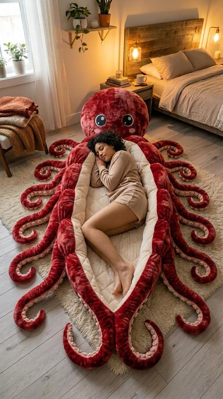 Oversized Octopus Shaped Sleeping Bag - Soft Huggable Design Oversized Octopus Shaped Sleeping Bag - Soft Huggable Design