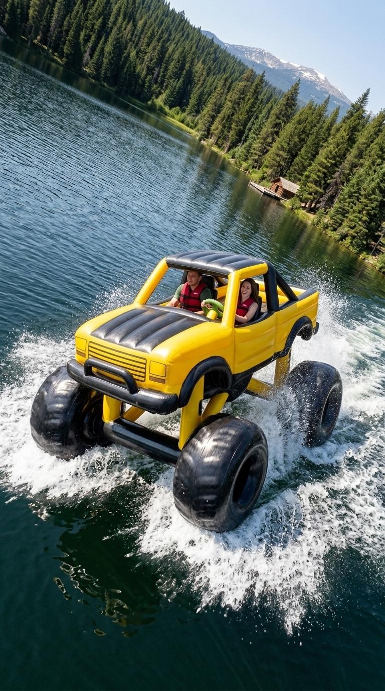 Inflatable Monster Truck Boat: The Ultimate Floating Water Vehicle for Lakes