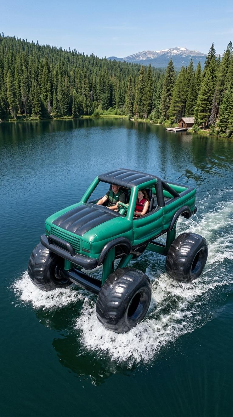 Inflatable Monster Truck Boat: The Ultimate Floating Water Vehicle for Lakes