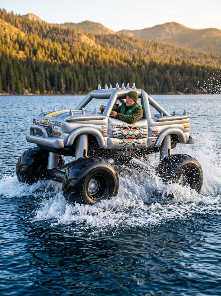 Inflatable Monster Truck Boat: The Ultimate Floating Water Vehicle for Lakes