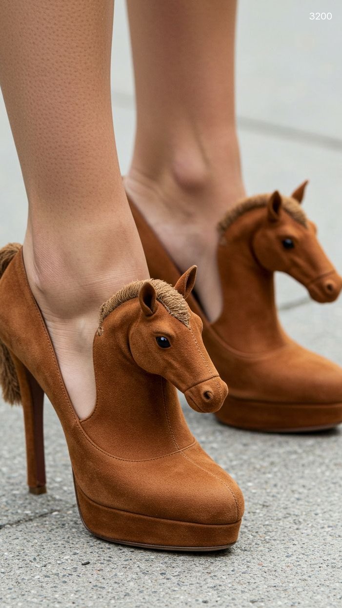 Horse Shaped Heels - Unique 3D Horse Head High Heels | Novelty Footwear