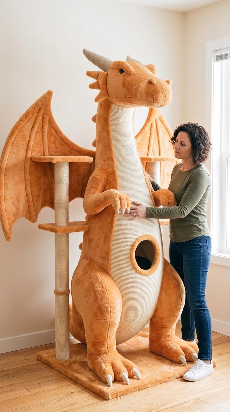 Giant Dragon Cat Playground with Scratching Posts & Cave