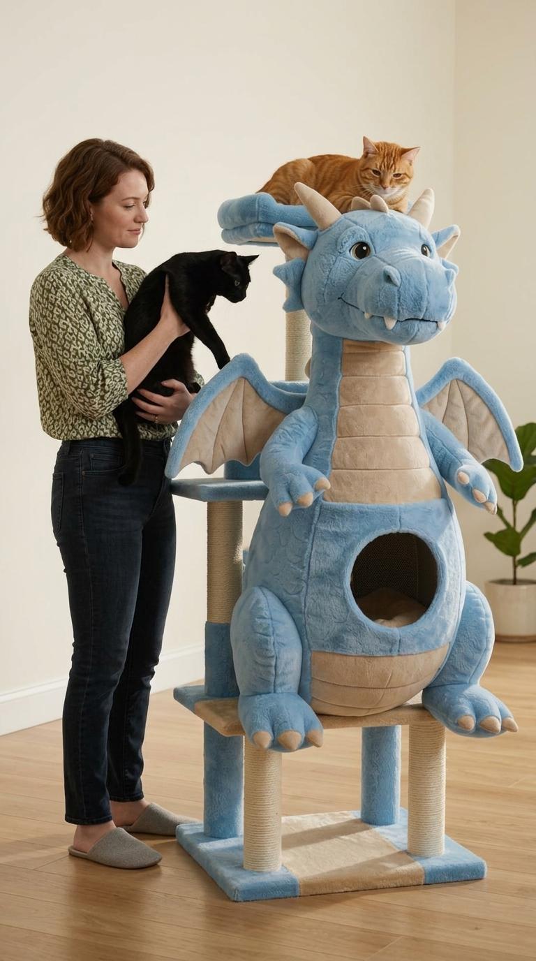 Giant Dragon Cat Playground with Scratching Posts & Cave