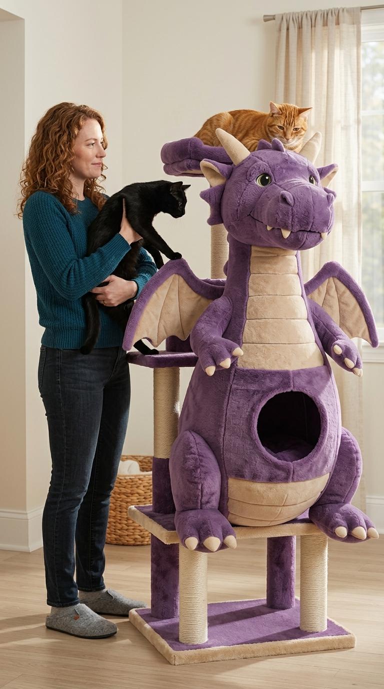 Giant Dragon Cat Playground with Scratching Posts & Cave